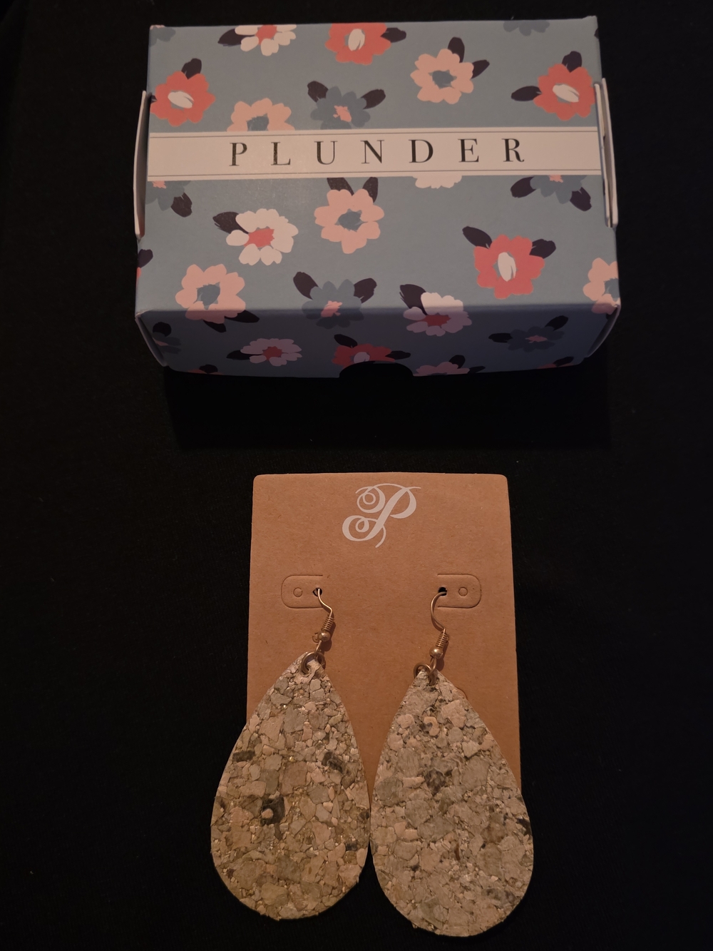 Plunder Cork Teardrop Earrings with Gold Hooks